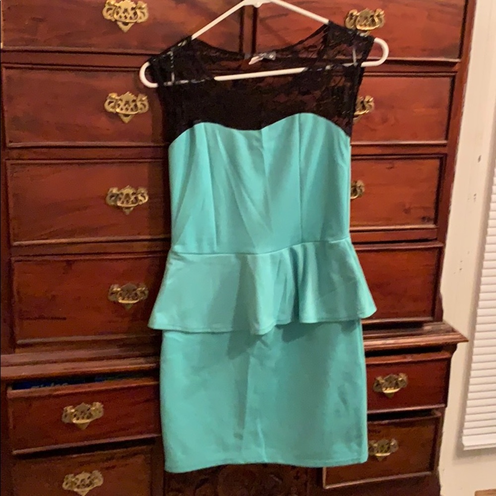 Peplum Teal Dress
